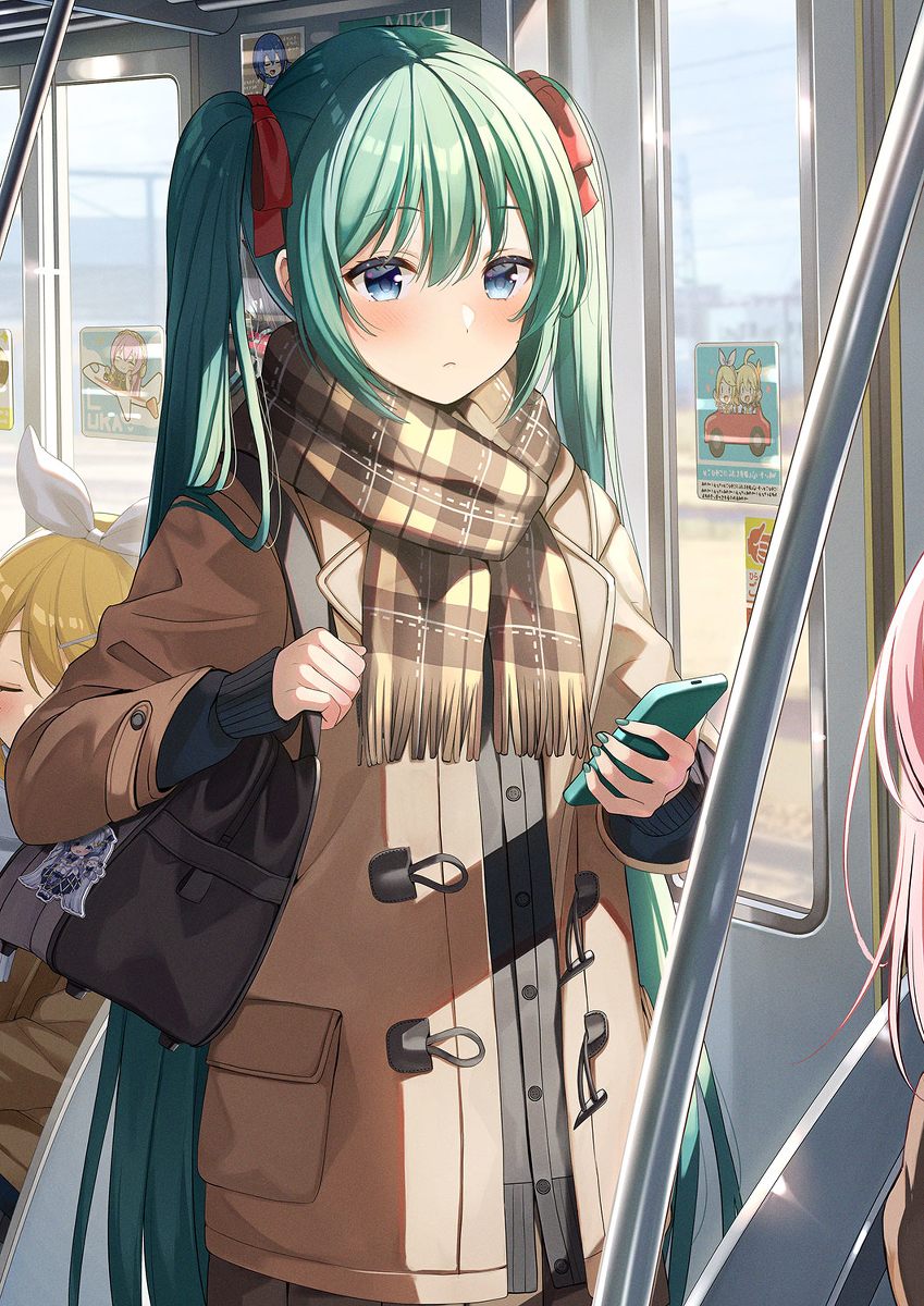 This is a pixiv picture whose title is ミクさん通学中.