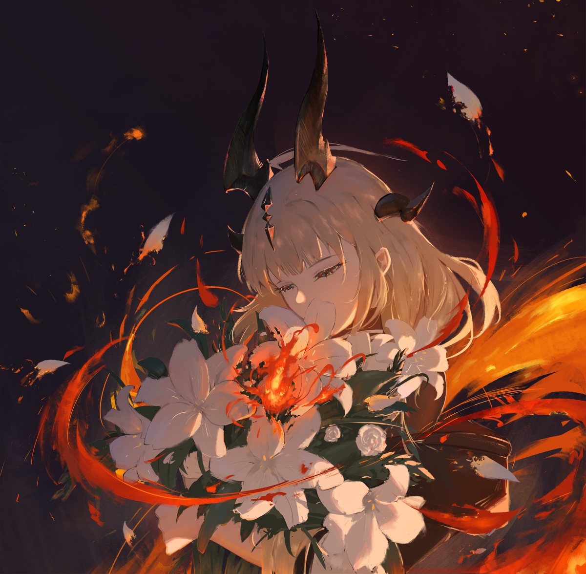 This is a pixiv picture whose title is The Flame Shadow.