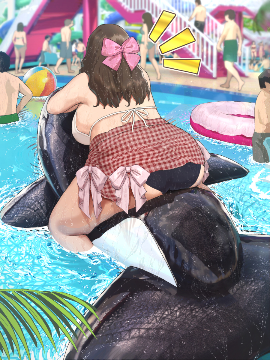 This is a pixiv picture whose title is シャチフロートを潰すお姉さんの尻.