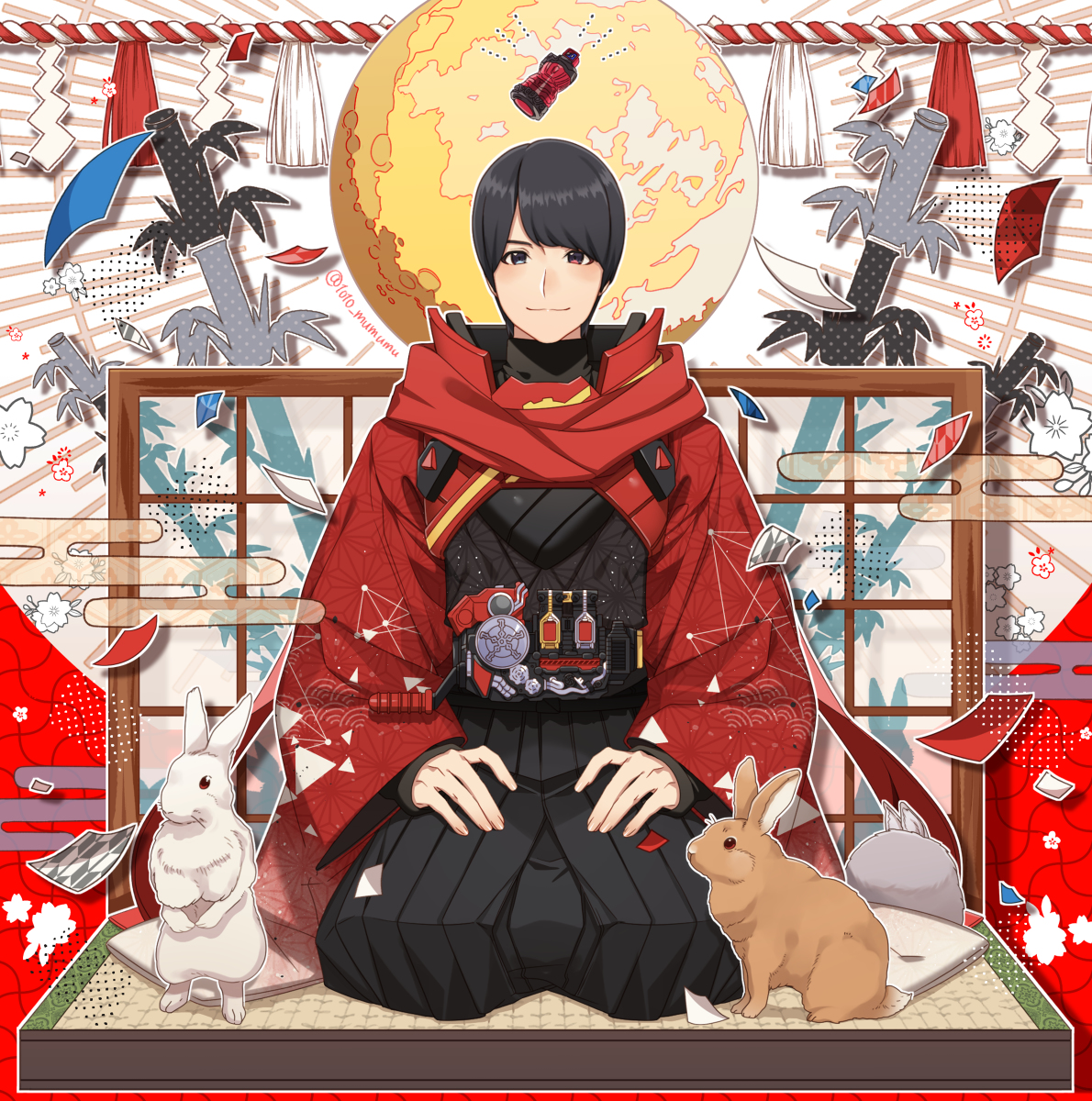 This is a pixiv picture whose title is 2023年はうさぎ年×ビルド5周年.