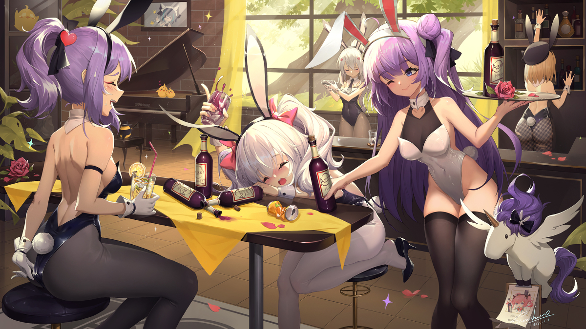 This is a pixiv picture whose title is 兔年酒吧.