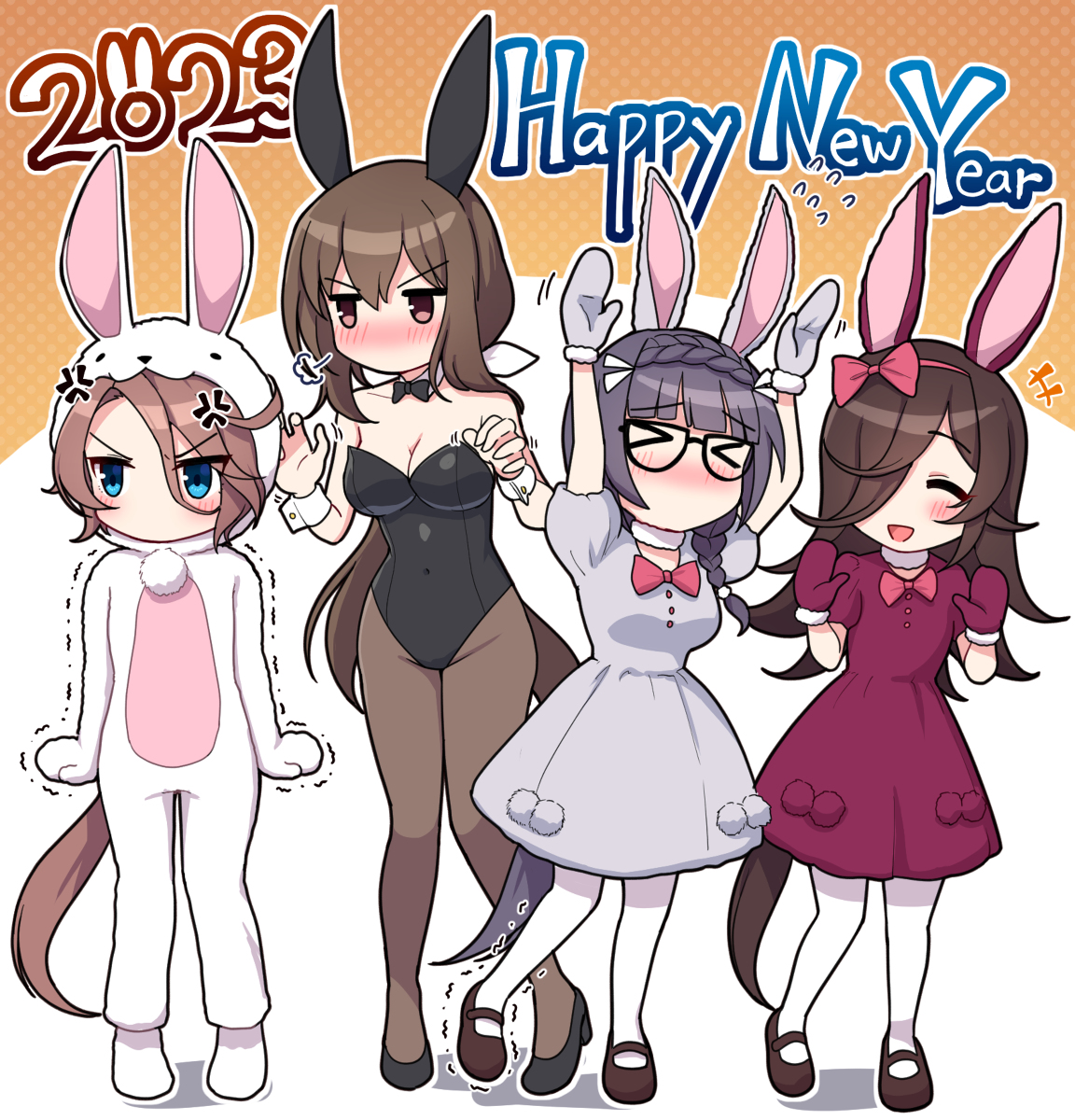 This is a pixiv picture whose title is 卯年とデカ耳娘.