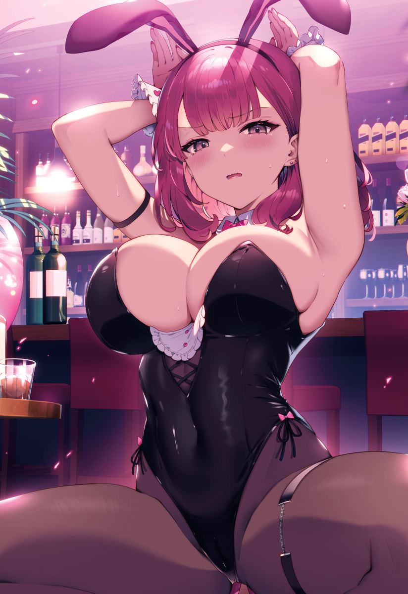 This is a pixiv picture whose title is くろバニー🐰 「　ぴょん…　」.