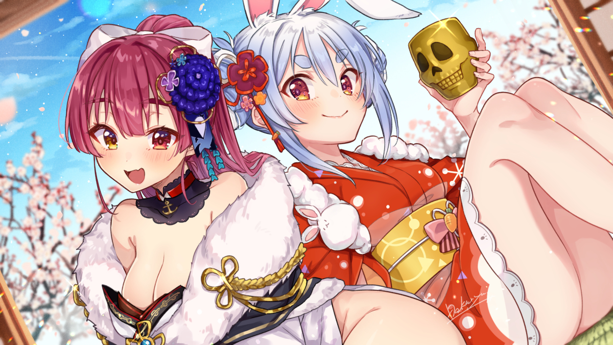 This is a pixiv picture whose title is 兎年だよ！ぺこマリちゃん！！.