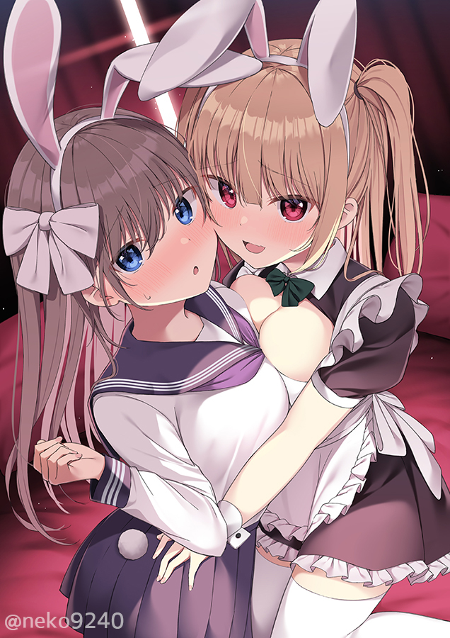 This is a pixiv picture whose title is セーラー服 ×メイド服.