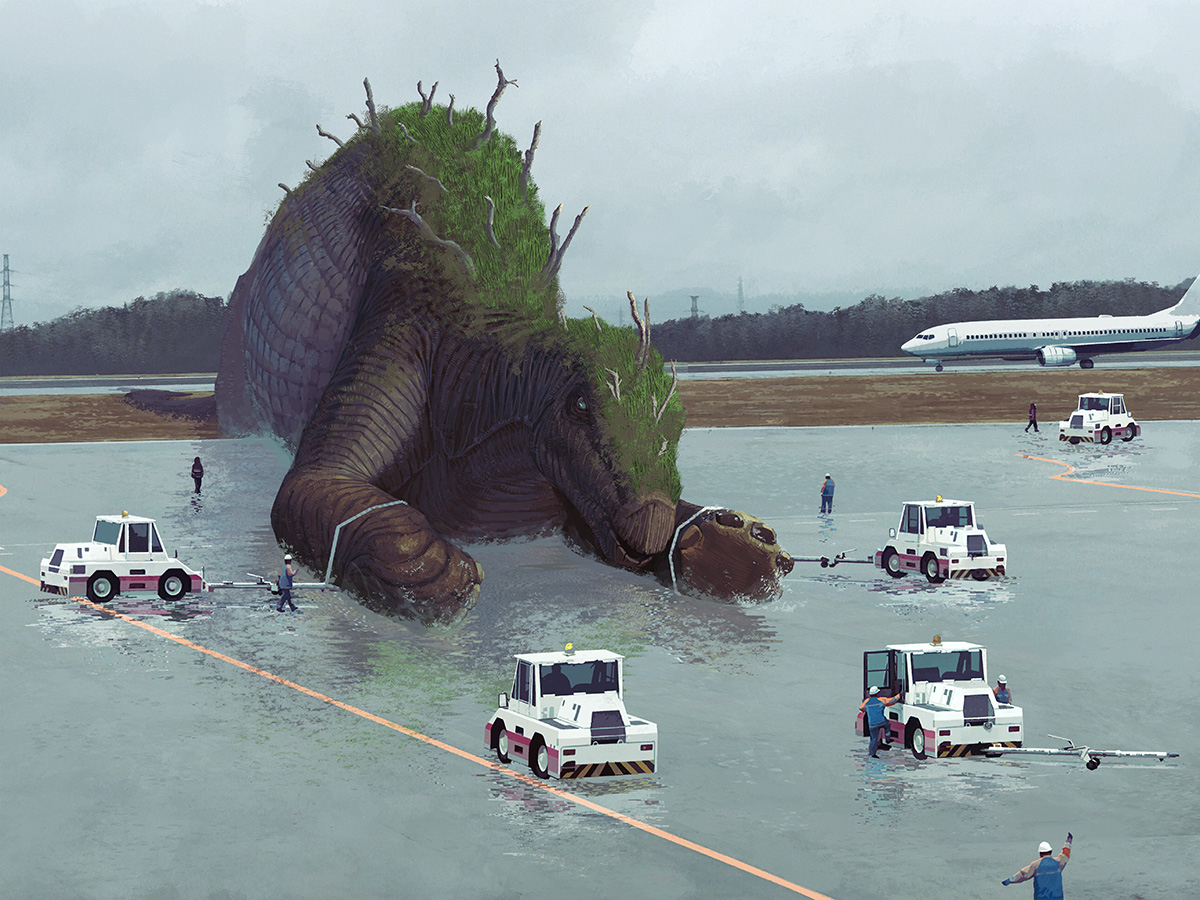 This is a pixiv picture whose title is フライト遅延.