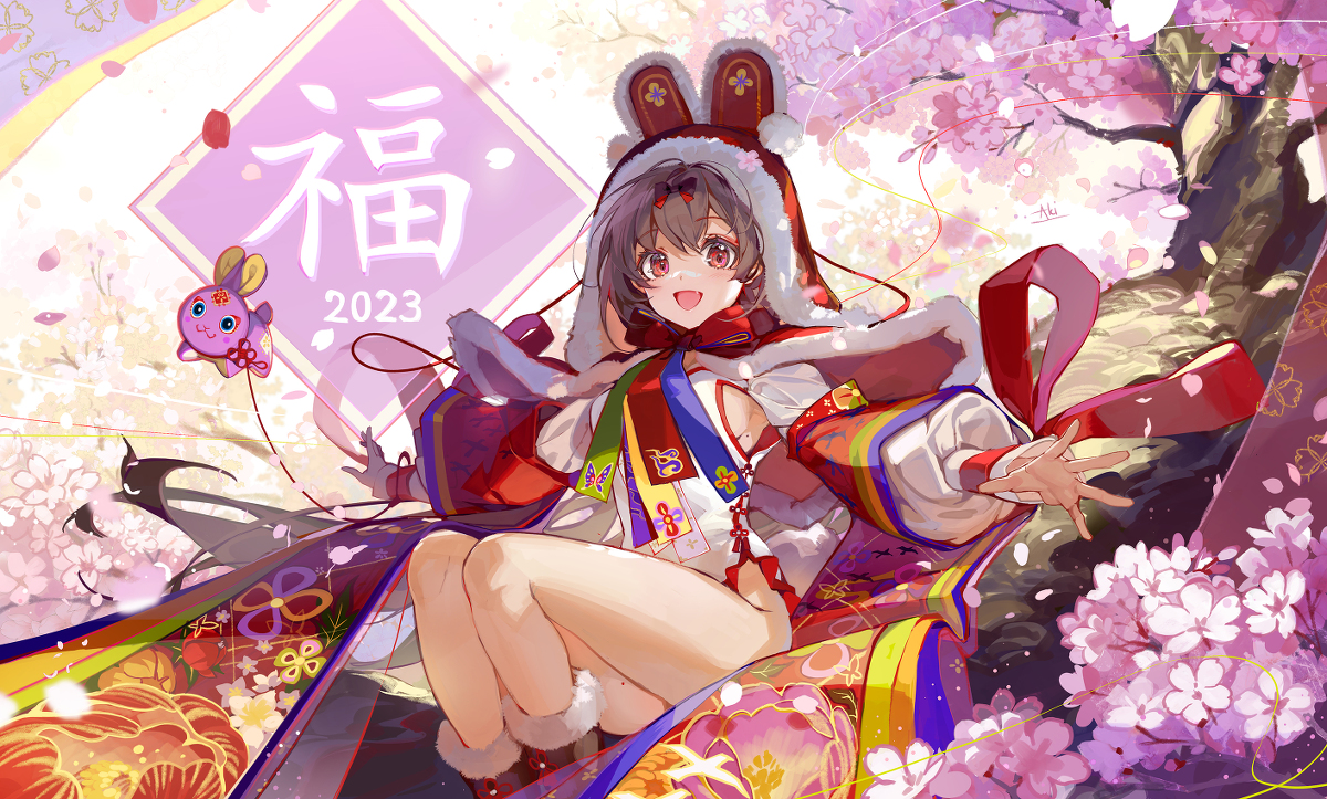 This is a pixiv picture whose title is 新年／(･ × ･)＼.