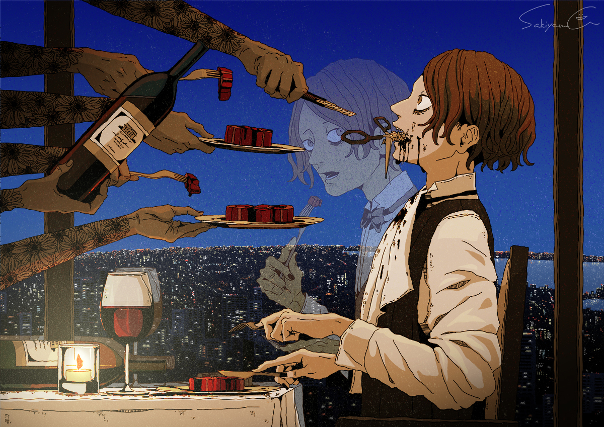 This is a pixiv picture whose title is 贅沢な食事のはずだったのに.
