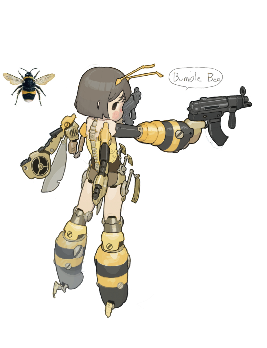 This is a pixiv picture whose title is Bumblebee mech girl.