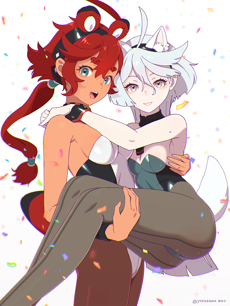 This is a pixiv picture whose title is 水星のたぬきガール＆きつねガール.