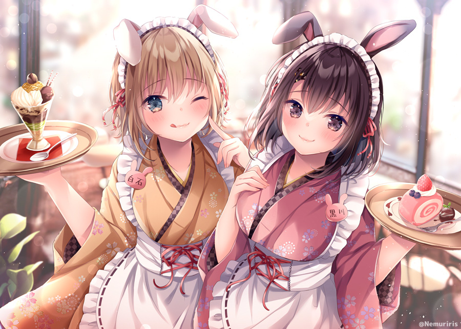 This is a pixiv picture whose title is 🐰うさみみメイドはいかが？🐰.