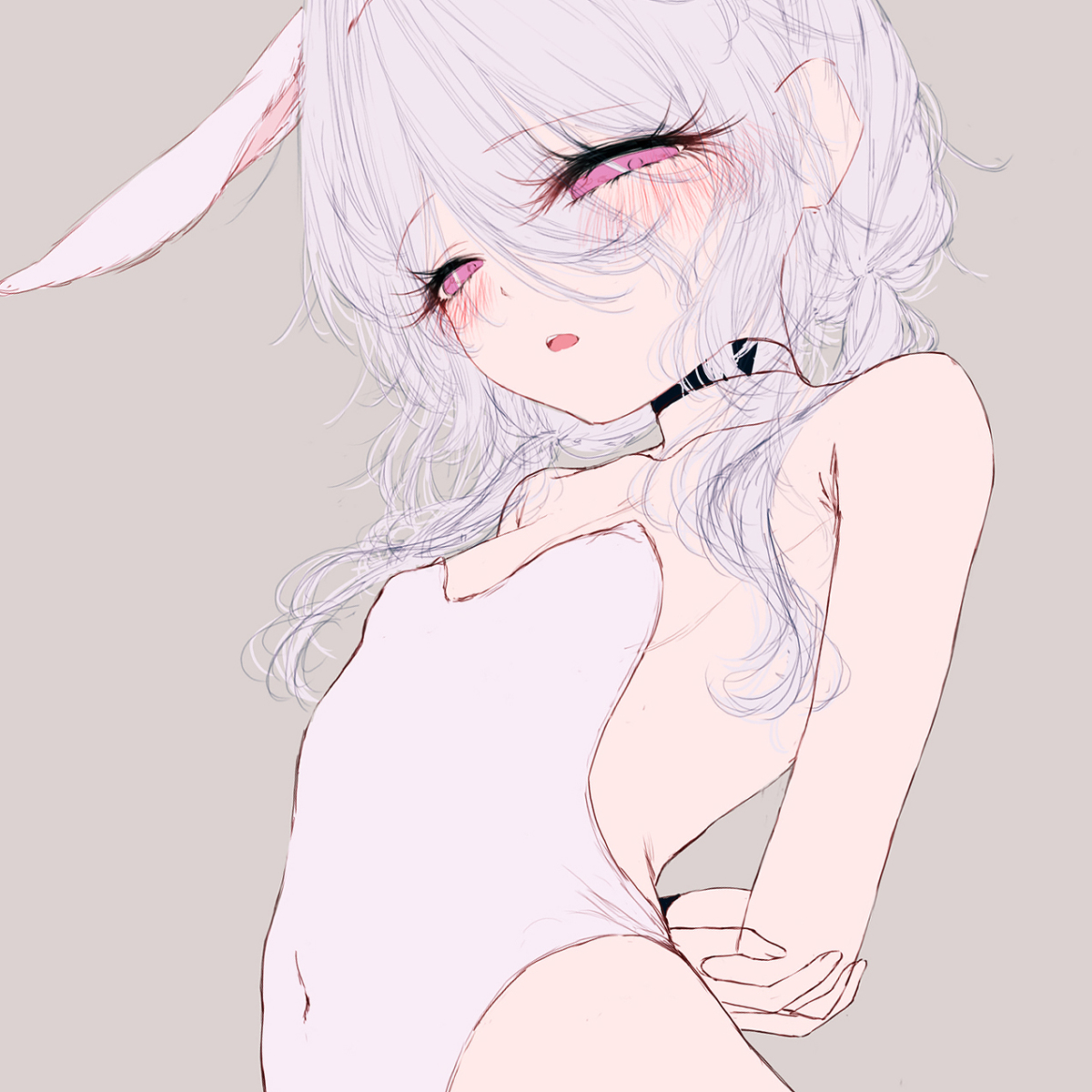 This is a pixiv picture whose title is [ラフ]「食べて...狼さん♡」.