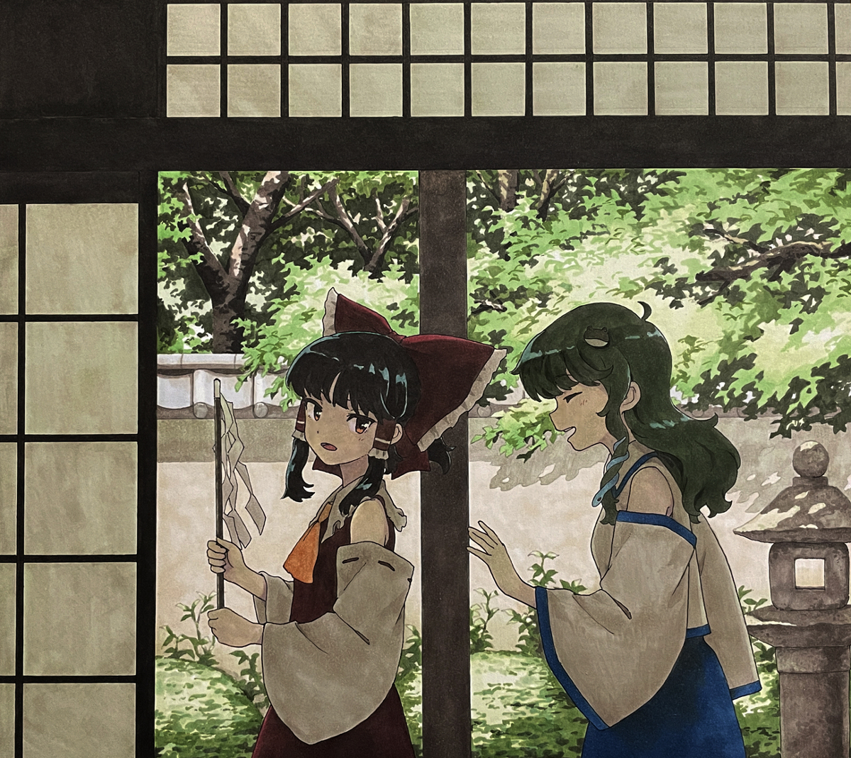 This is a pixiv picture whose title is 巫女の話は木々のざわめきのように.