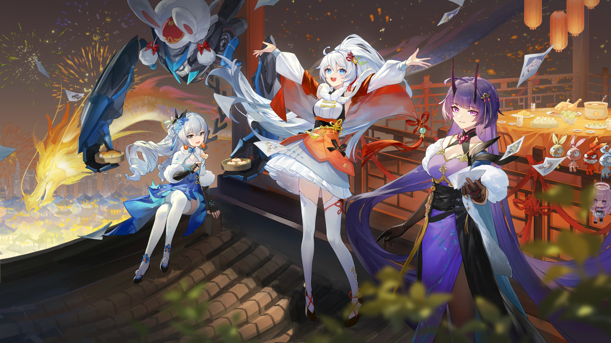 This is a pixiv picture whose title is 2023崩坏3新春会的御三家图.