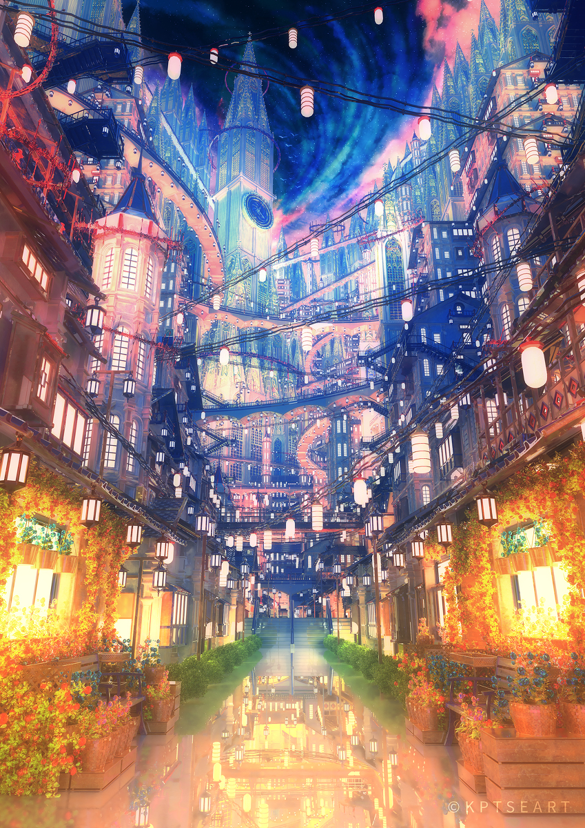 This is a pixiv picture whose title is 時計塔の夜.