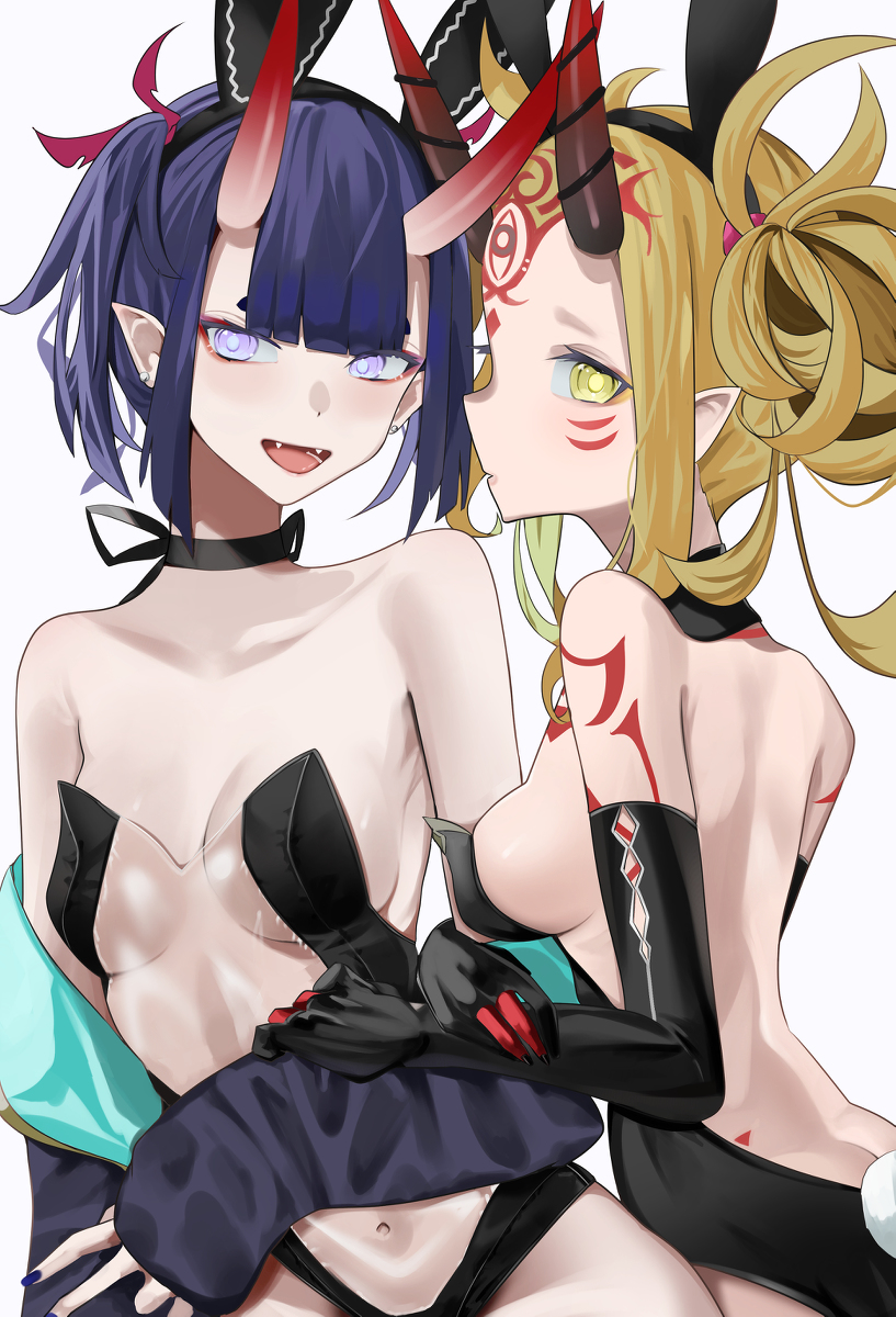 This is a pixiv picture whose title is 鬼バニー.