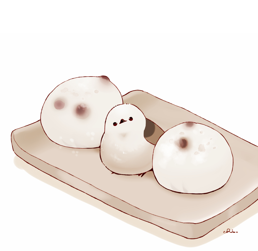 This is a pixiv picture whose title is シマエナガと大福.