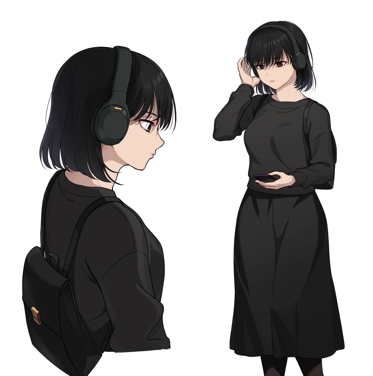 This is a pixiv picture whose title is 黒の女.