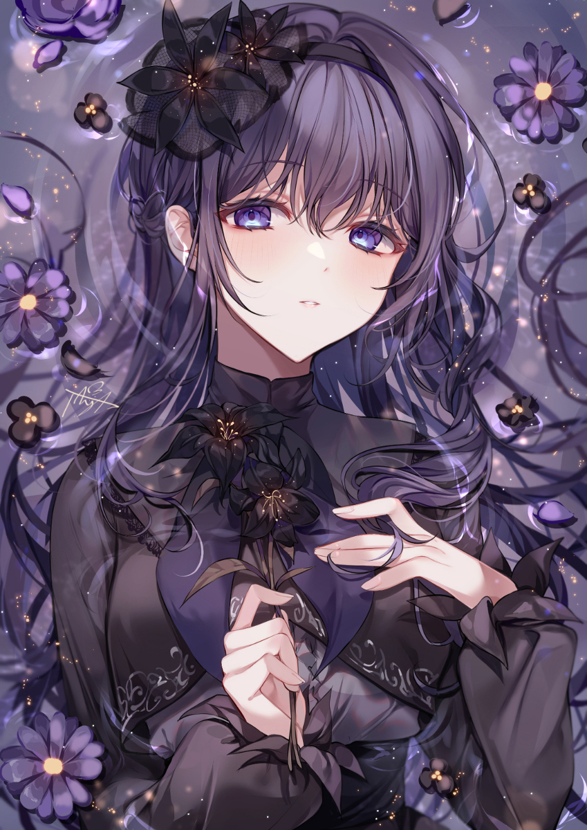 This is a pixiv picture whose title is 💜🖤.
