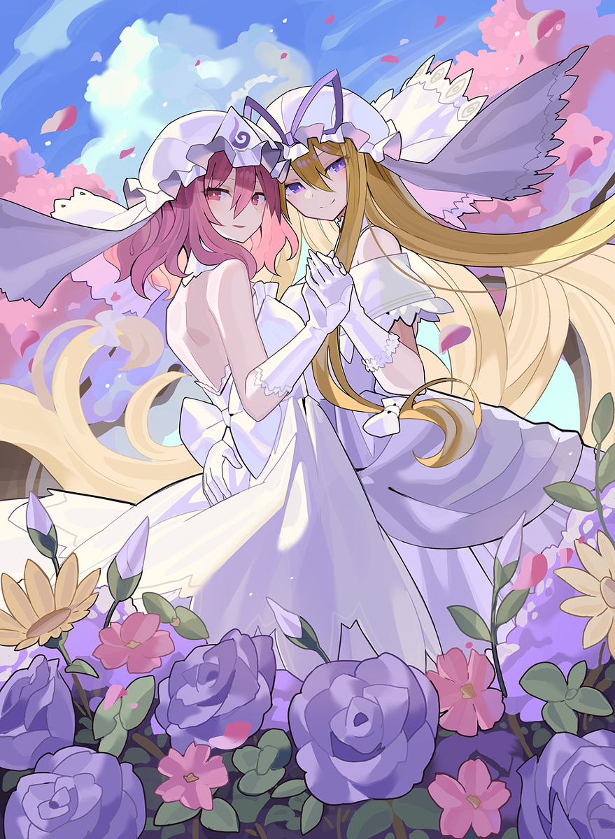 This is a pixiv picture whose title is ウェディング幽々子　紫.
