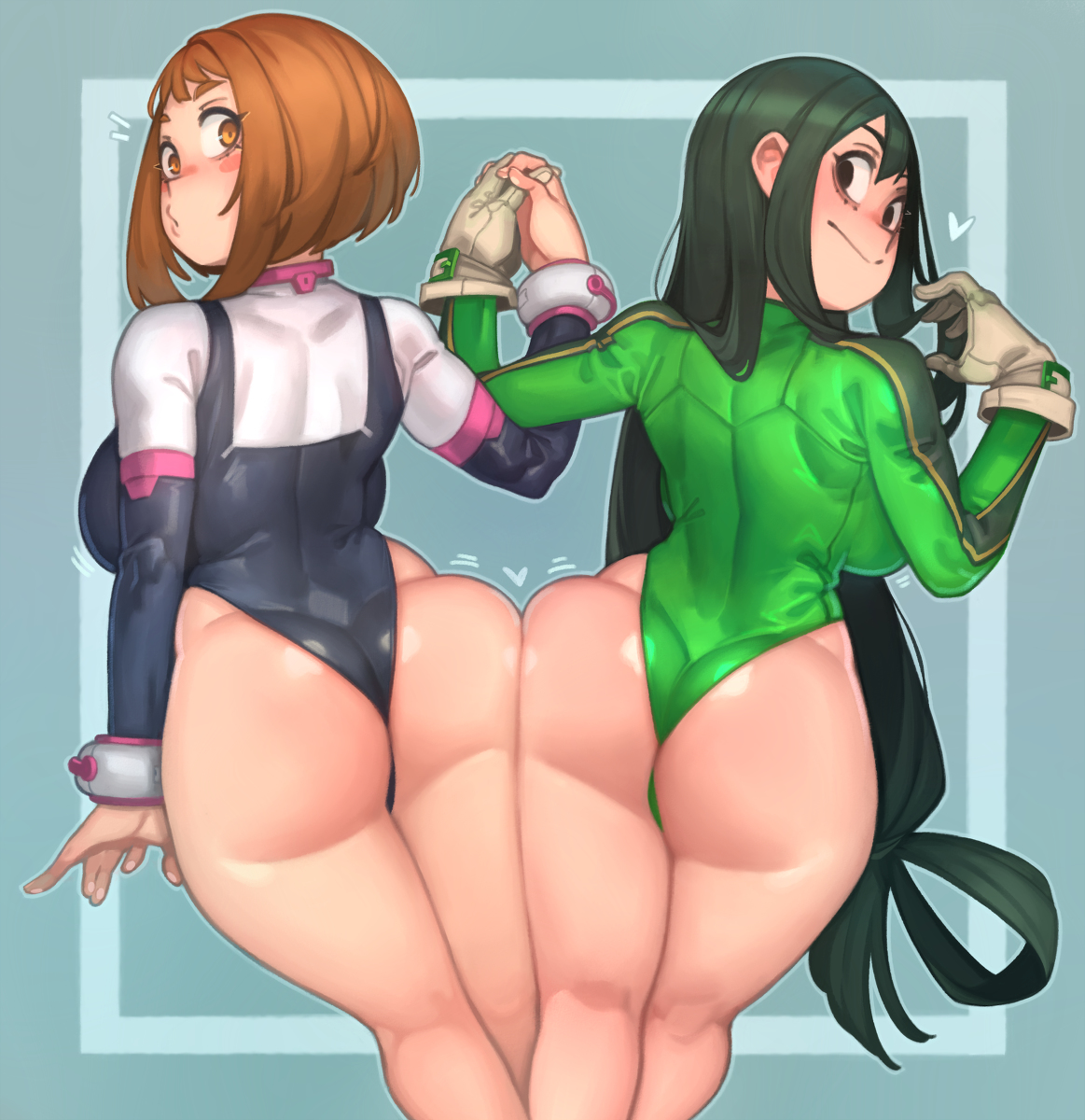 This is a pixiv picture whose title is Ochako X Tsuyu.