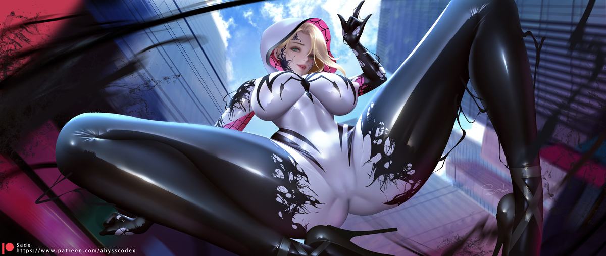 This is a pixiv picture whose title is Venom Spidergwen.