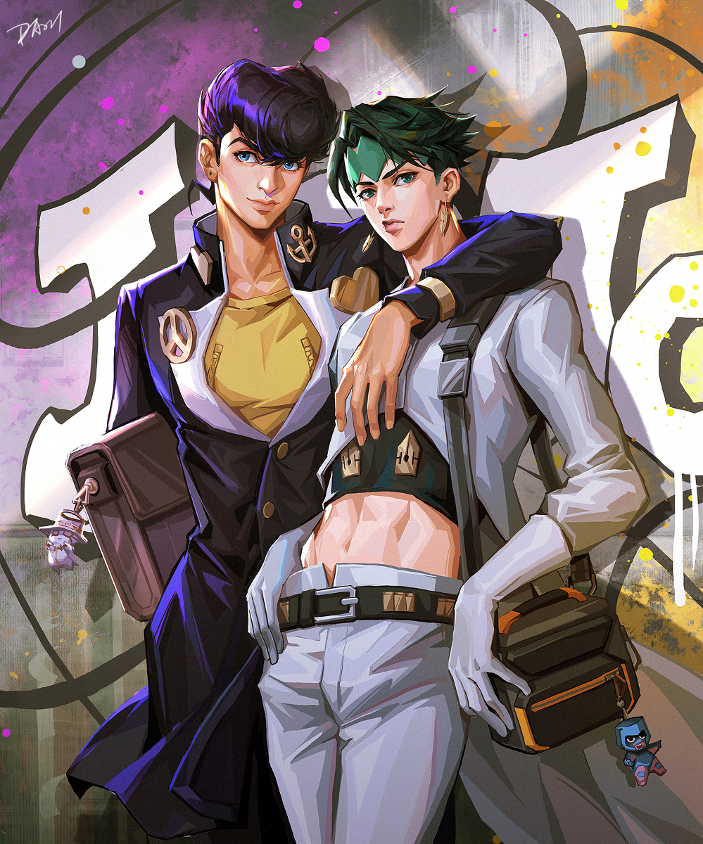 This is a pixiv picture whose title is Josuke&Rohan.