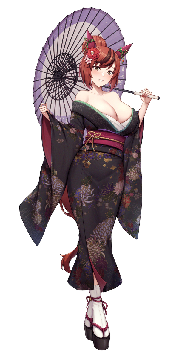 This is a pixiv picture whose title is 着物姿人妻ネイチャ.