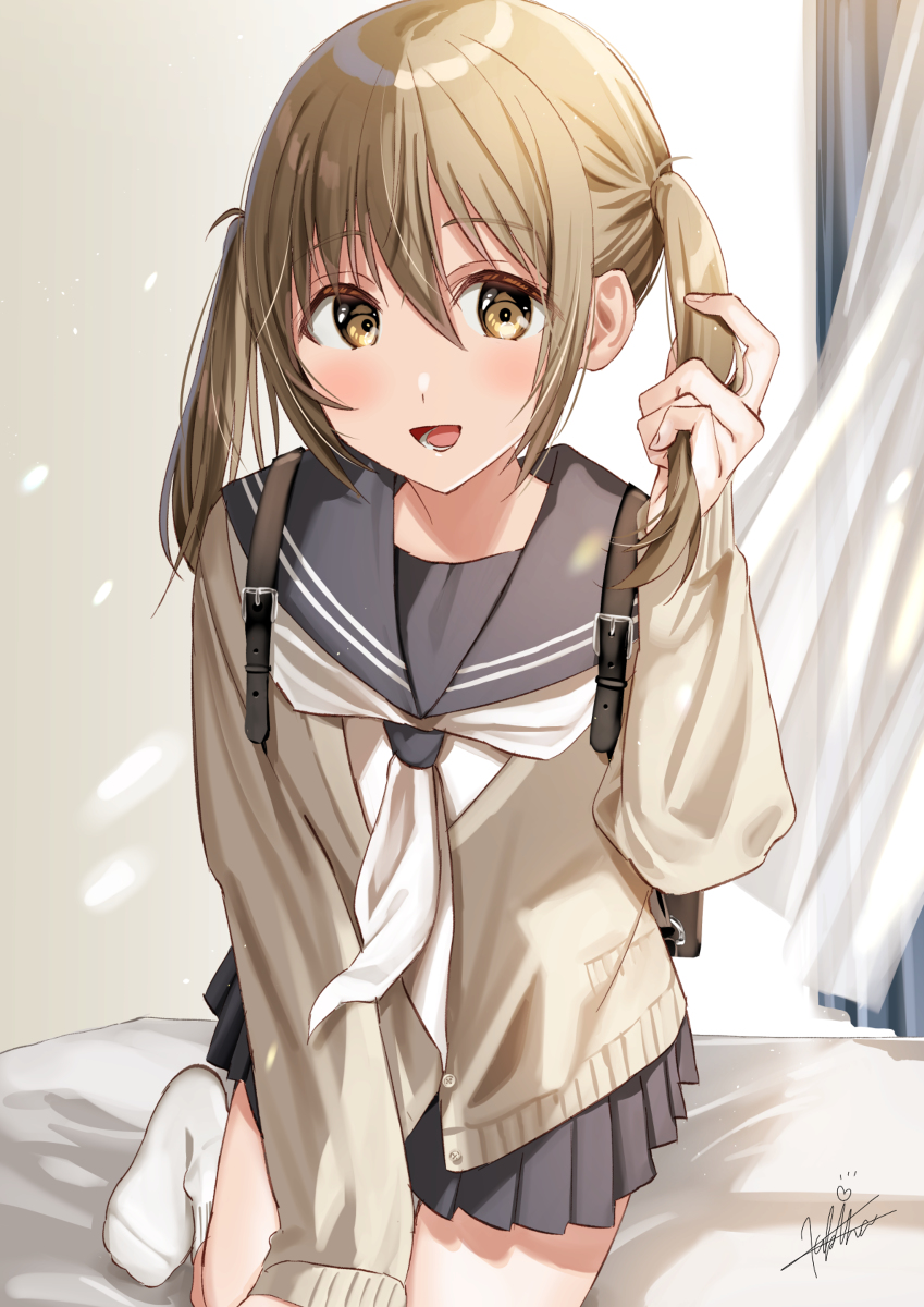 This is a pixiv picture whose title is 「お兄ちゃんツインテール好きだったよね？変じゃないかな？」.