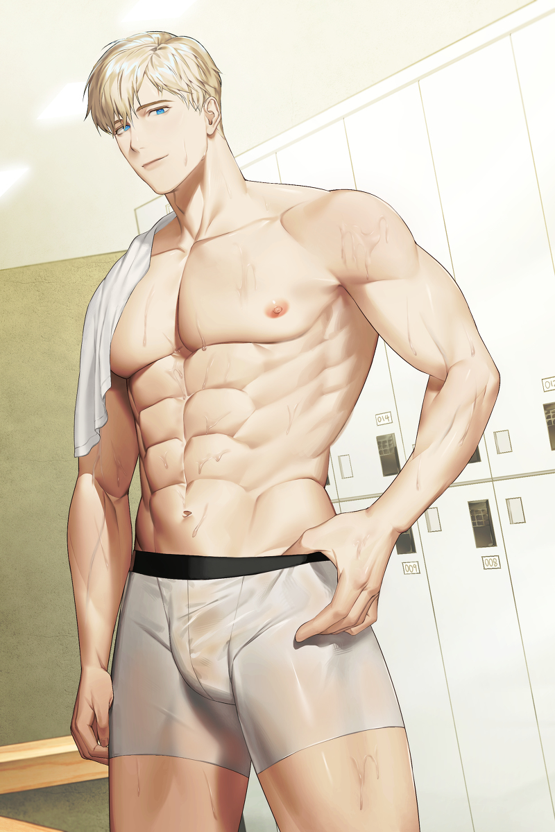 This is a pixiv picture whose title is 筋トレ後.