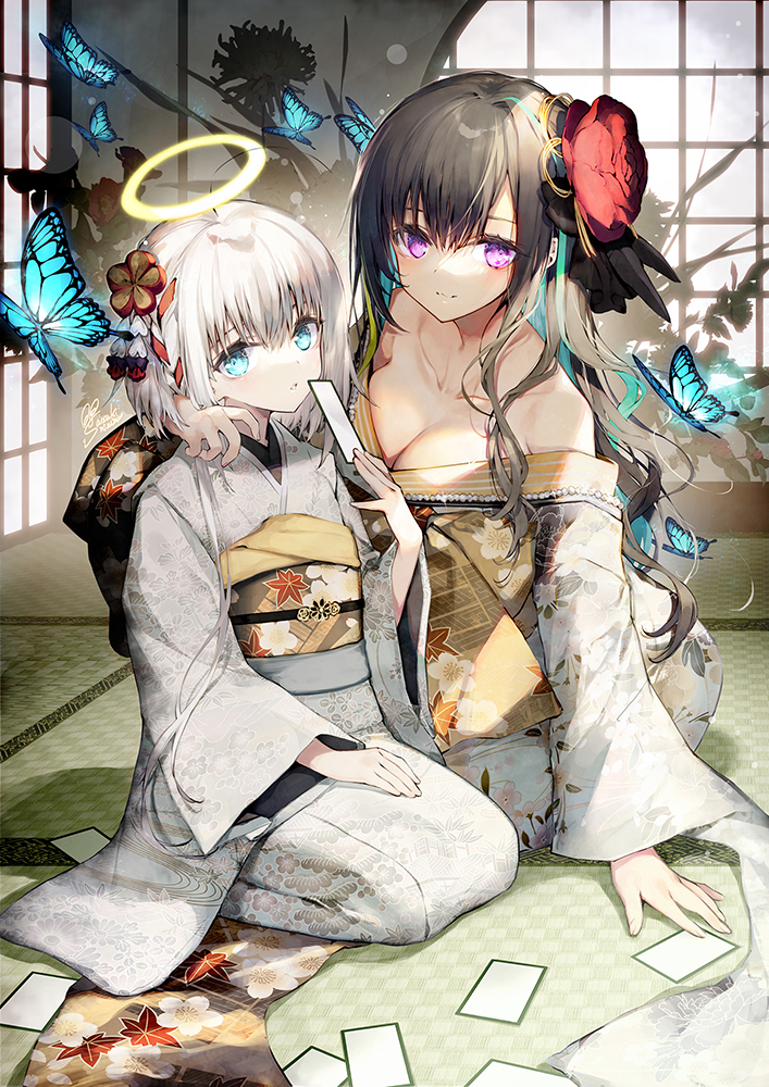 This is a pixiv picture whose title is 🦋境界線の遊戯.