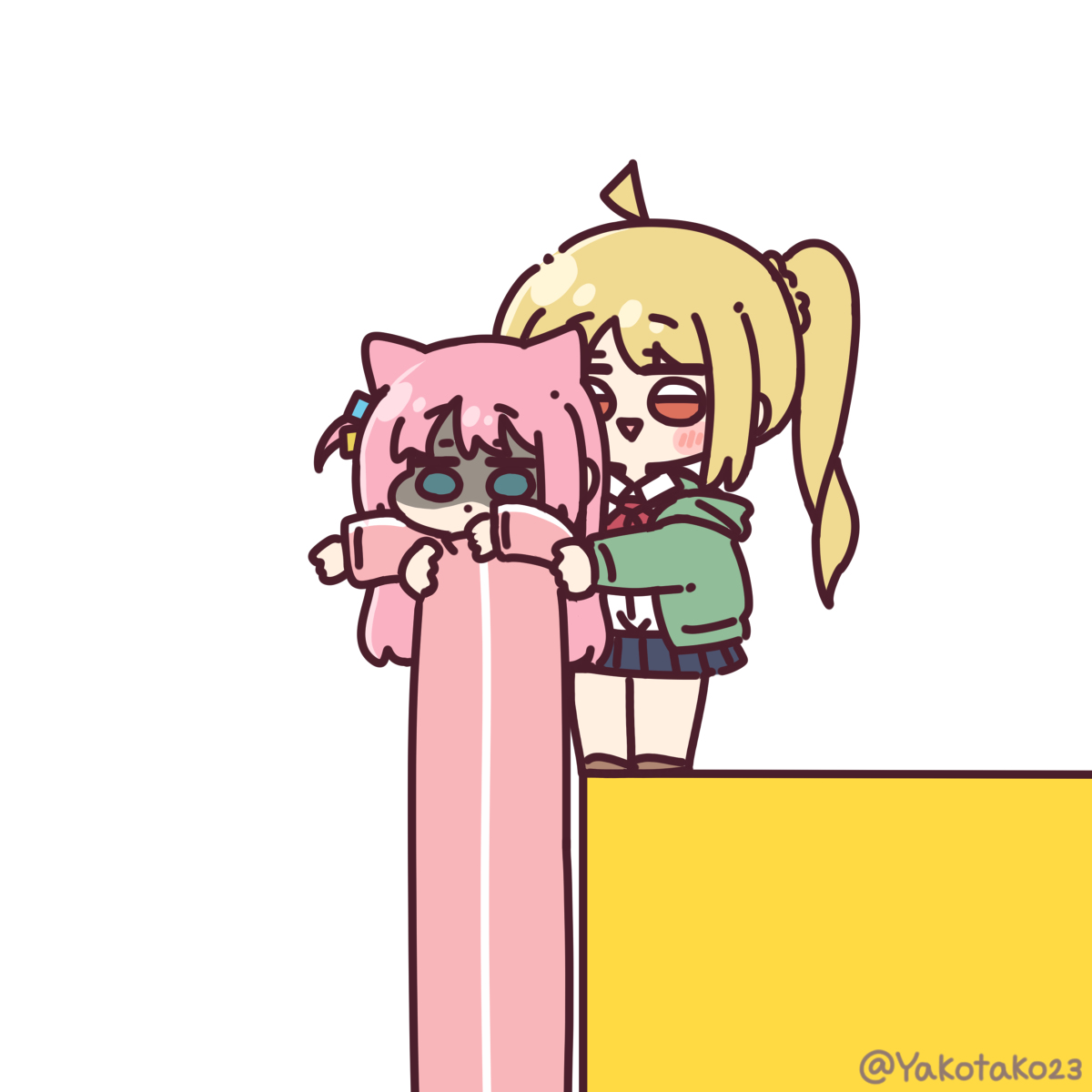 This is a pixiv picture whose title is bocchi the longcat.