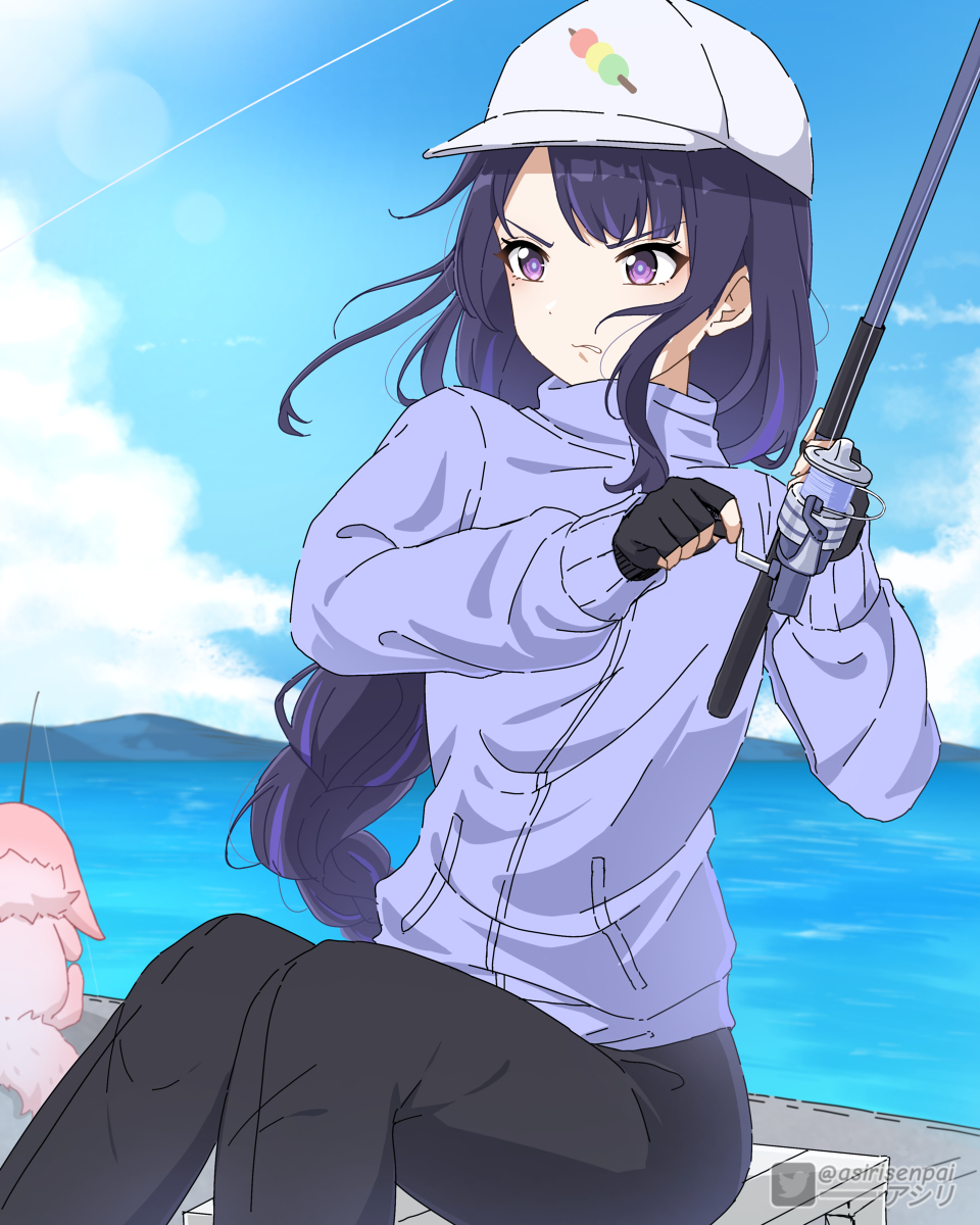 This is a pixiv picture whose title is Raiden Shogun/Ei Fishing 🎣.