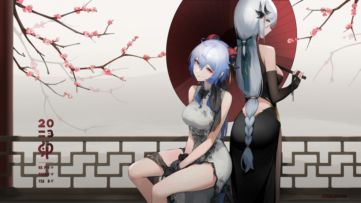 This is a pixiv picture whose title is 卯年-甘雨申鹤.