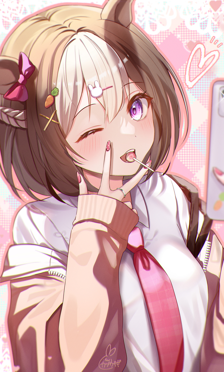 This is a pixiv picture whose title is ウマチェキ【JK制服シリーズ⑥】.