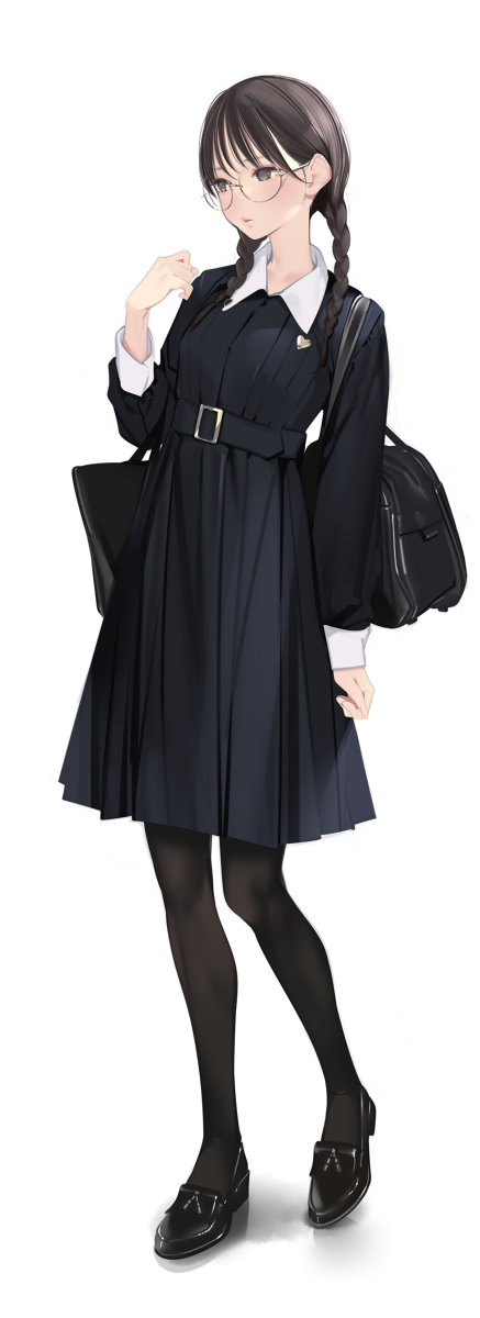 This is a pixiv picture whose title is 三つ編みメガネガール.