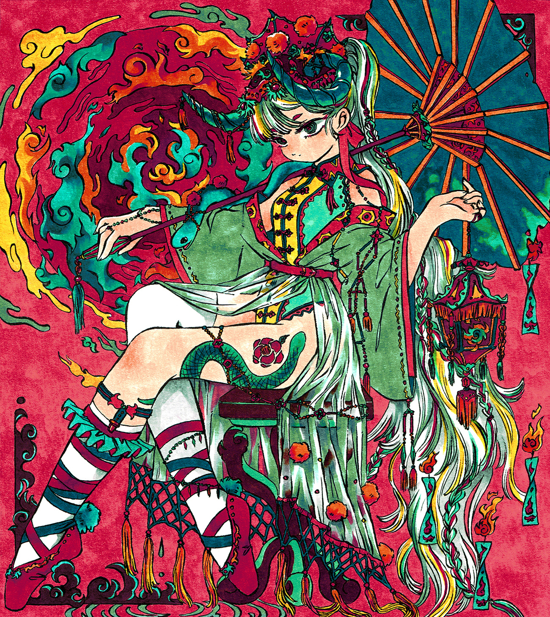 This is a pixiv picture whose title is 角を戴くバレリーナ.