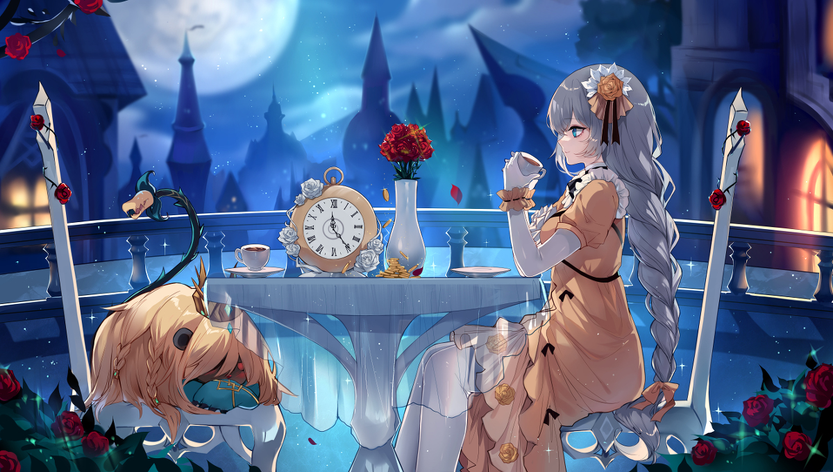 This is a pixiv picture whose title is Beauty and the Beast.