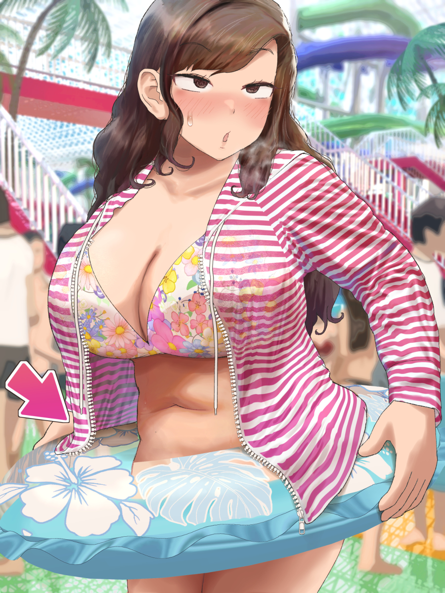 This is a pixiv picture whose title is 市民プールで水着がなくなったお姉さん.