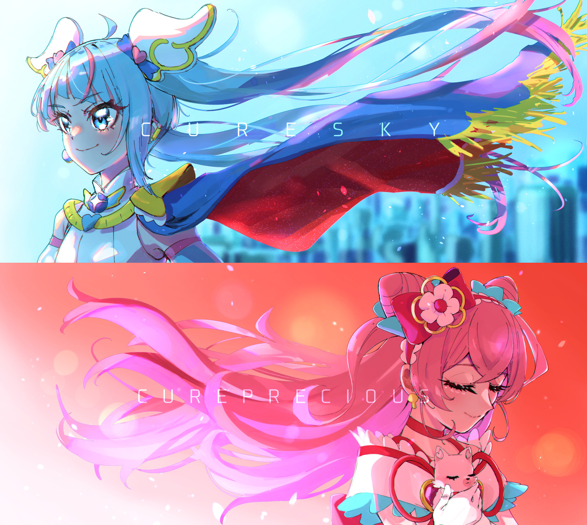 This is a pixiv picture whose title is キュアスカイ　キュアプレシャス.