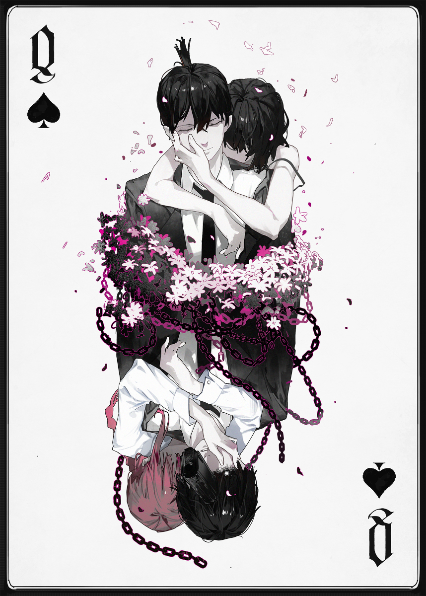 This is a pixiv picture whose title is chainsawman poker cards.