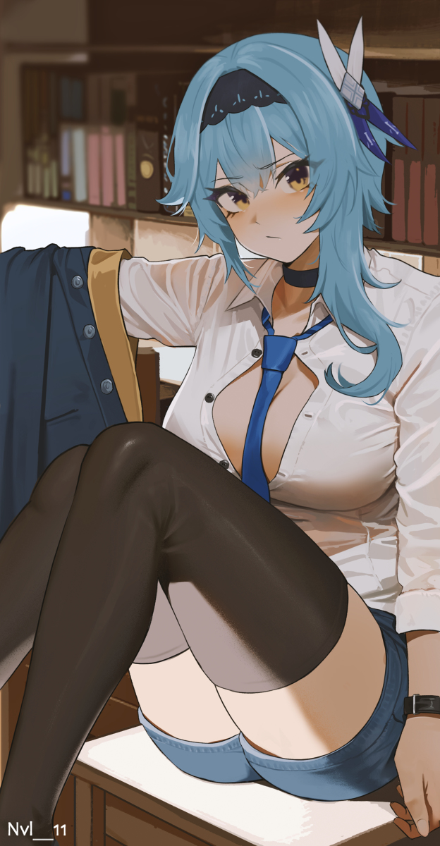 This is a pixiv picture whose title is School girl Eula.