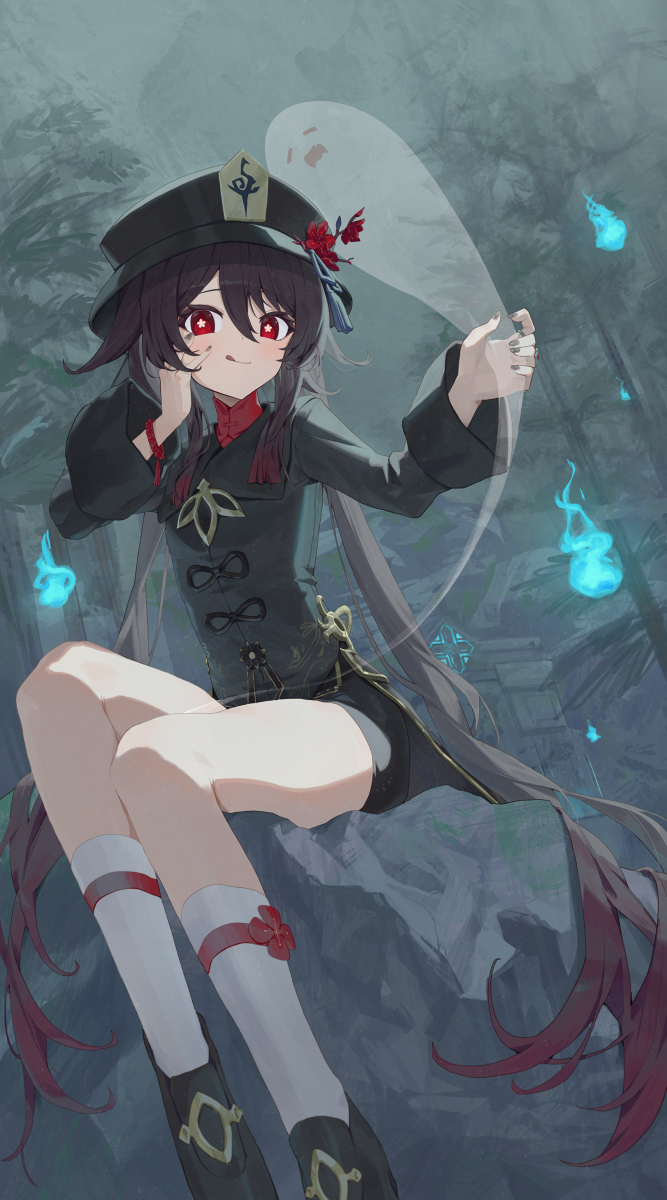 This is a pixiv picture whose title is Hutao on Wuwang Hill.