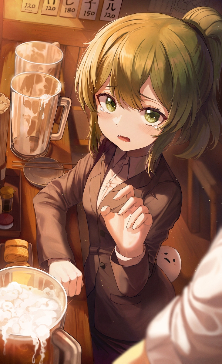 This is a pixiv picture whose title is 先輩…🍻.