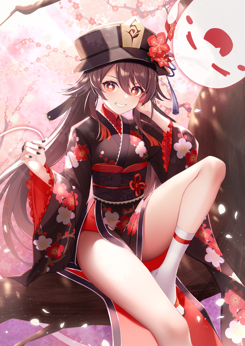 This is a pixiv picture whose title is 【原神松竹梅】梅と胡桃.