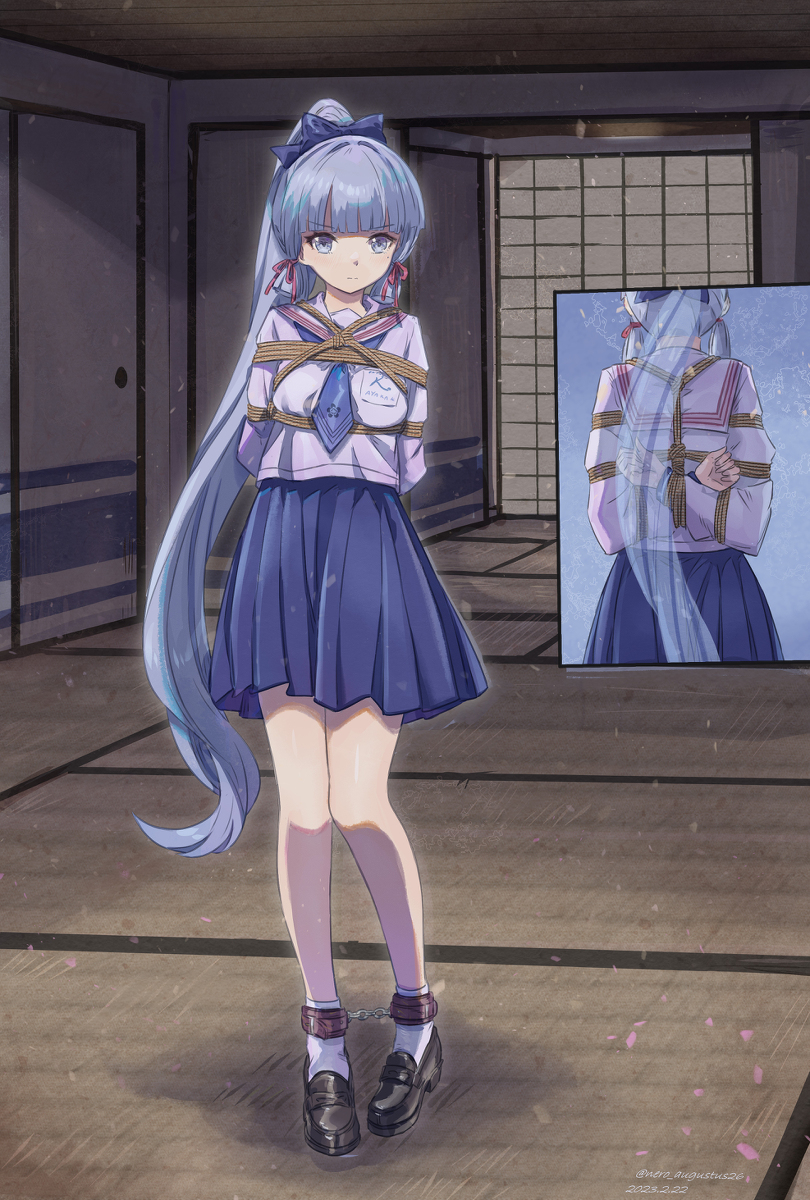 This is a pixiv picture whose title is 【Request】神里绫华jk束缚.