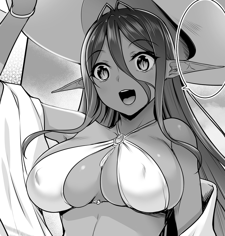 This is a pixiv picture whose title is 【告知】「ちょっとだけ愛が重いダークエルフ…」10話（前半)掲載.
