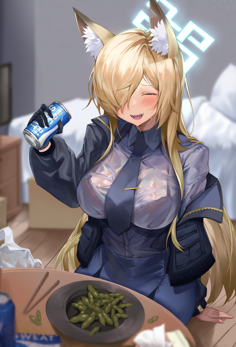 This is a pixiv picture whose title is when it's hot, Have a cool drink.