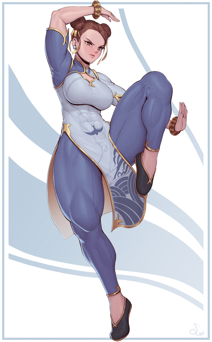 This is a pixiv picture whose title is Chun- Li kick.