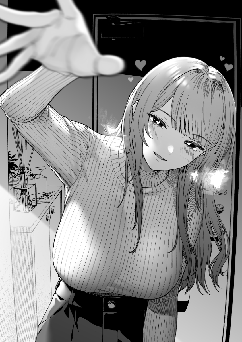This is a pixiv picture whose title is 隣人のお姉さんが最近すぐ頭を撫でたがってくるんですが…….
